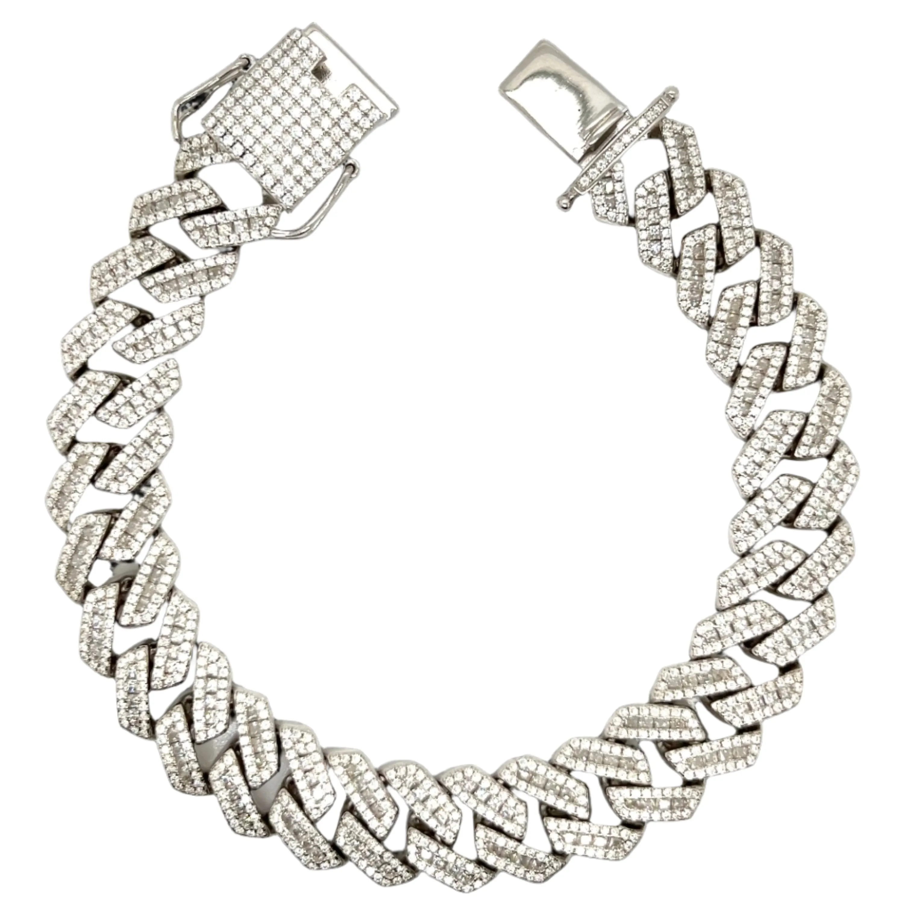 Luxury Sterling 14mm Cuban 8.5" Bracelet Fully Iced Out with Cubic Zirconia Stones - C302479
