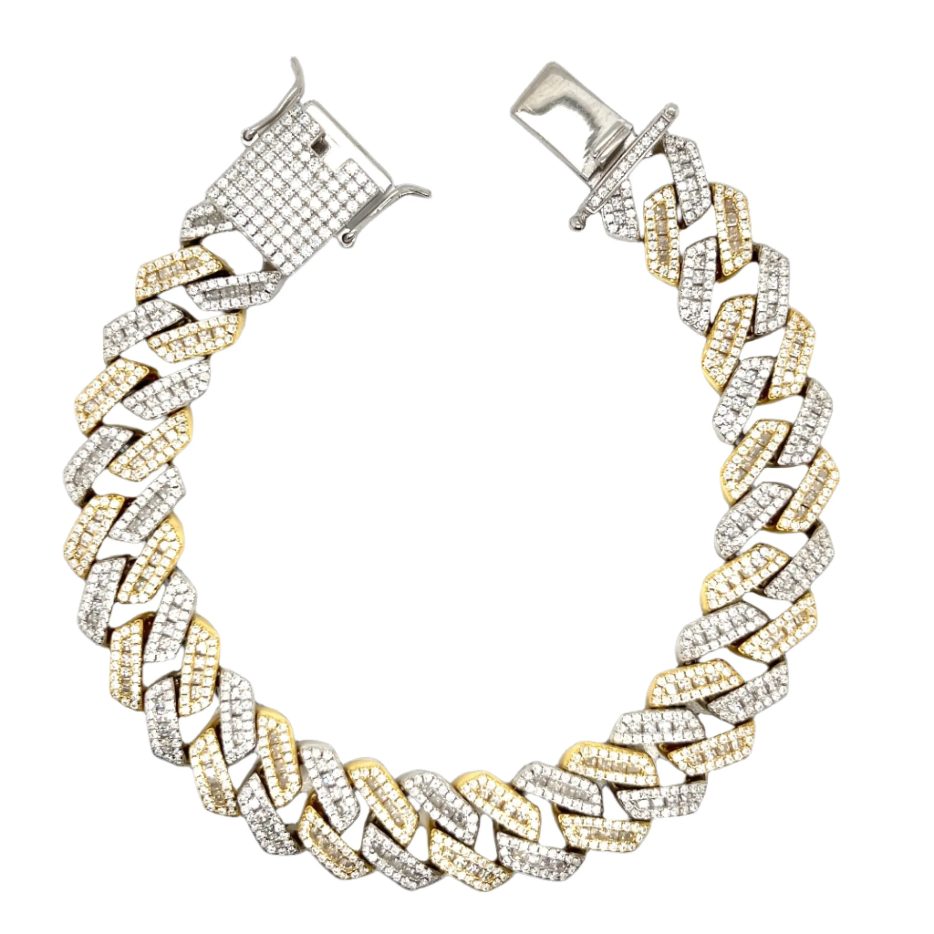 Luxury Sterling 14mm Cuban 8.5" Bracelet Fully Iced Out with Cubic Zirconia Stones - C302479