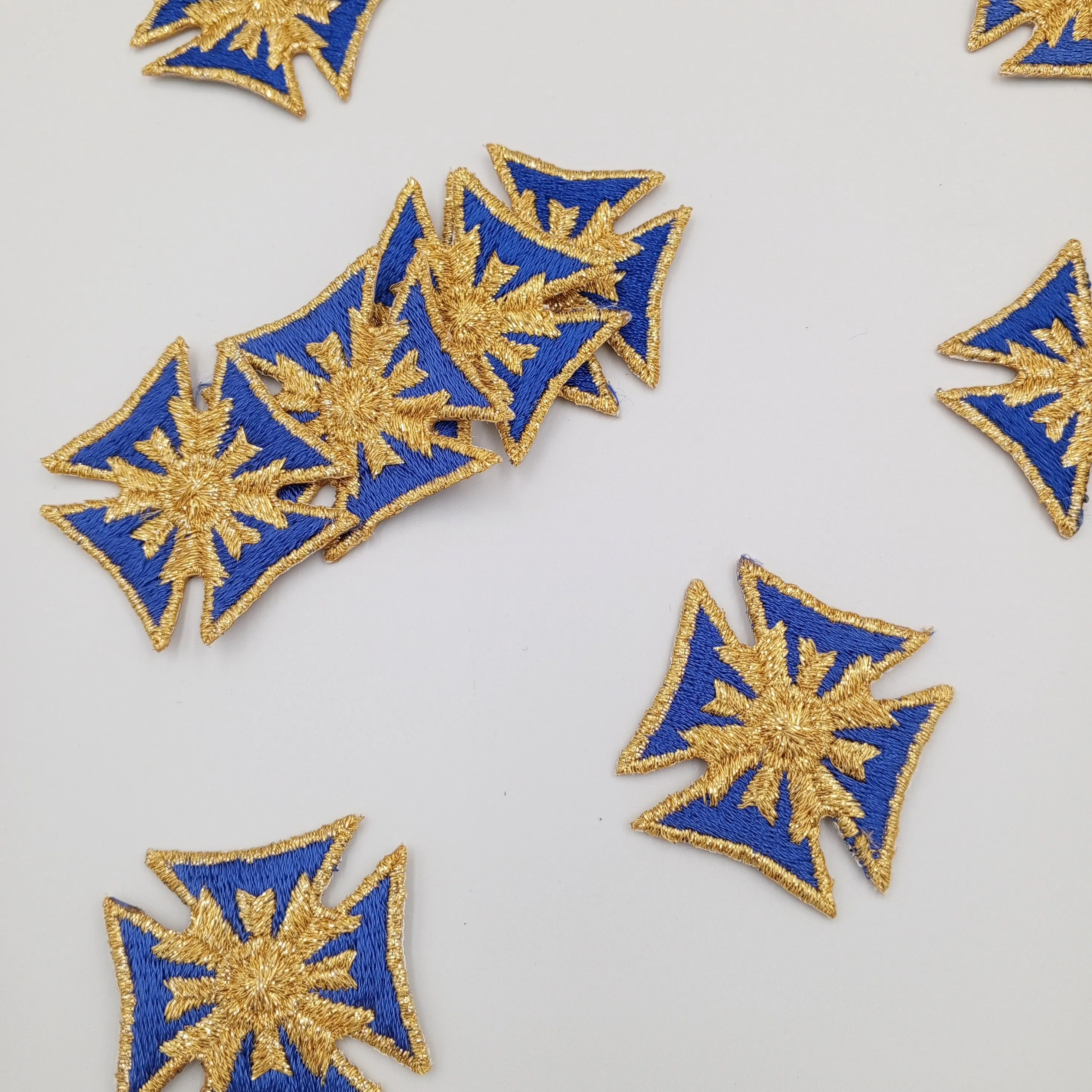 Majestic Royalty Star Patch Iron on Royal Blue Noble Star Metallic gold Applique VINTAGE Regal Stars Patches Motif Crest Star Embroidery#631