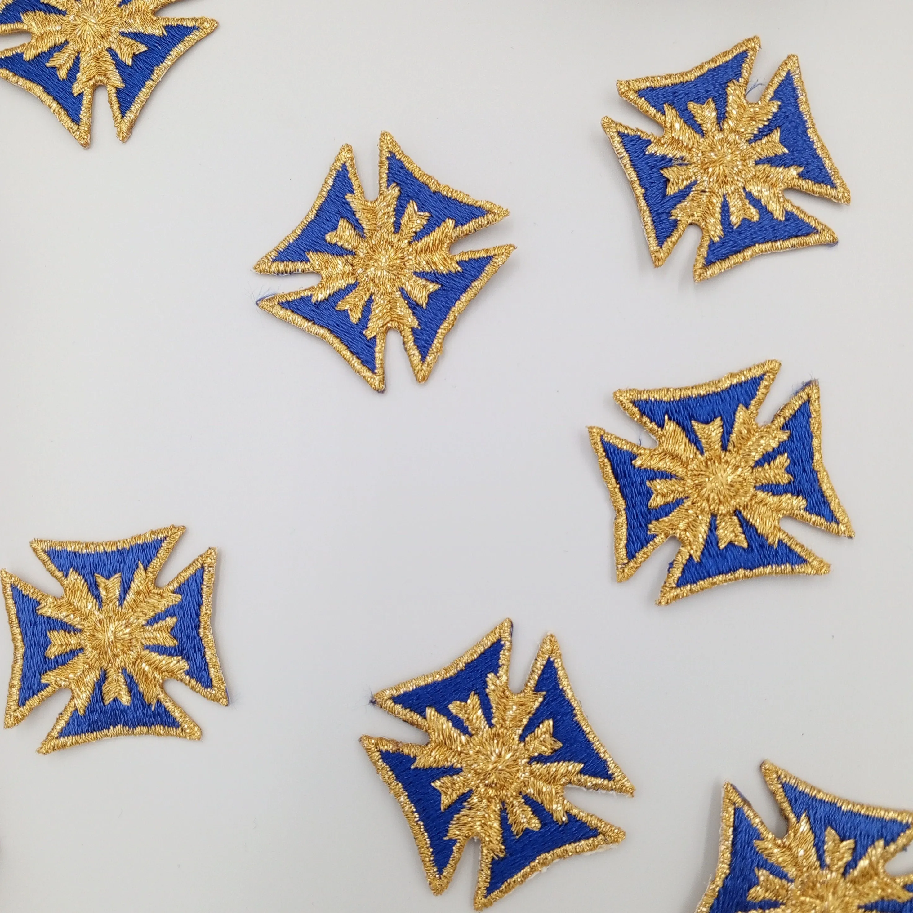 Majestic Royalty Star Patch Iron on Royal Blue Noble Star Metallic gold Applique VINTAGE Regal Stars Patches Motif Crest Star Embroidery#631