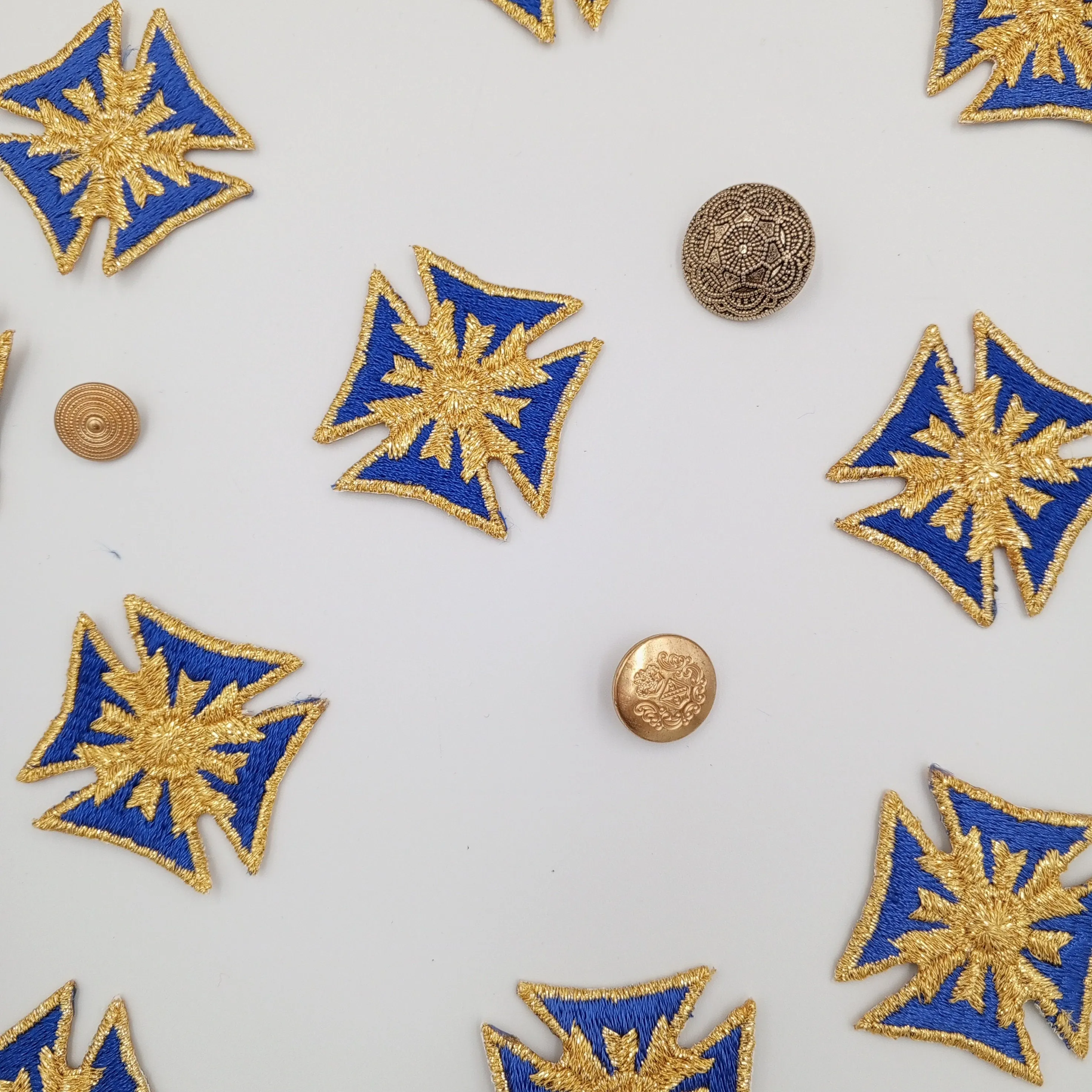 Majestic Royalty Star Patch Iron on Royal Blue Noble Star Metallic gold Applique VINTAGE Regal Stars Patches Motif Crest Star Embroidery#631