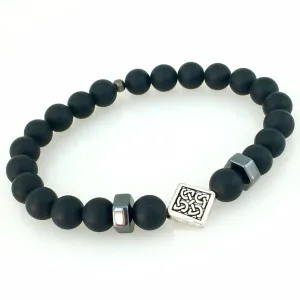 Matte Onyx & Hematite Celtic Knot Stretch Men's Bracelet