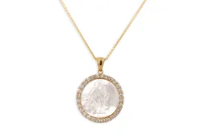 Medal Mother of Pearl Our Lady of Mount Carmen | Virgen del Carmen 18kt Gold & Diamonds