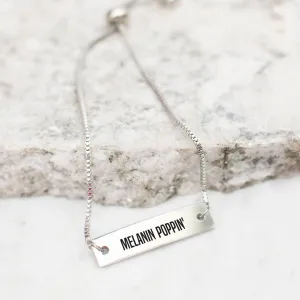 Melanin Poppin Silver Bar Adjustable Bracelet