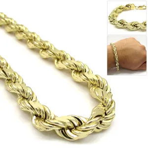 Men’s Elegant 10K Hollow Diamond Cut Rope Chain Bracelet 3MM 9" 2.34 Gram