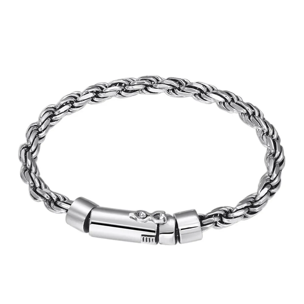 Men's Real Solid 925 Sterling Silver Bracelet Jewelry Twist Braided Chain 7.9"