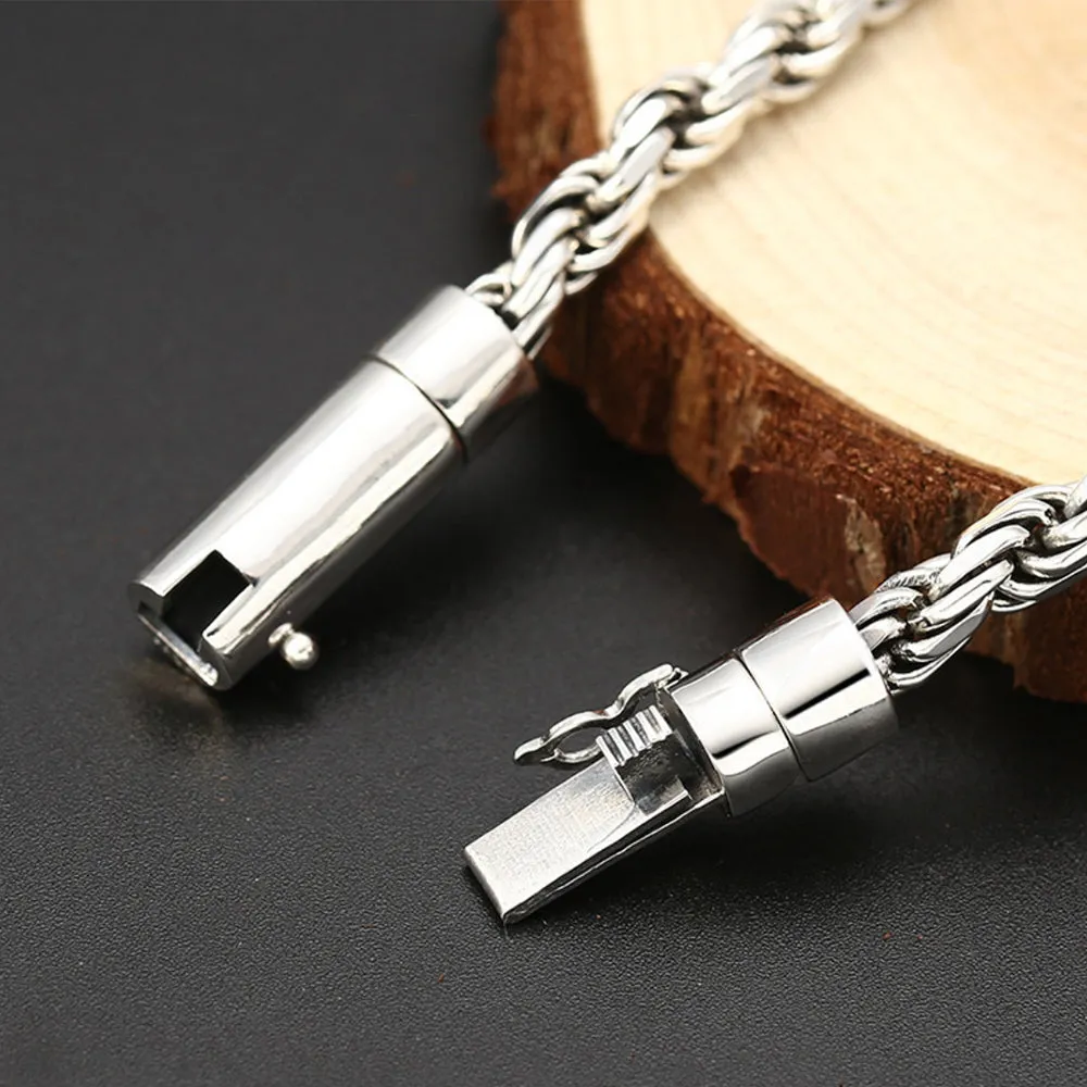 Men's Real Solid 925 Sterling Silver Bracelet Jewelry Twist Braided Chain 7.9"