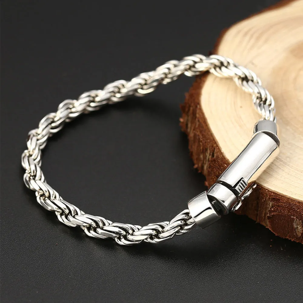 Men's Real Solid 925 Sterling Silver Bracelet Jewelry Twist Braided Chain 7.9"