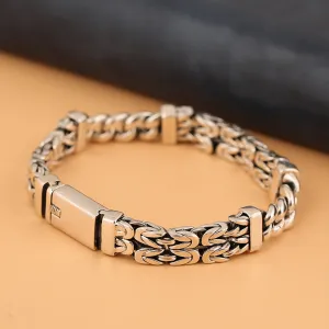Men's Real Solid 925 Sterling Silver Bracelets Cuban Link Braided Stripe Jewelry 8.1"-9.3"
