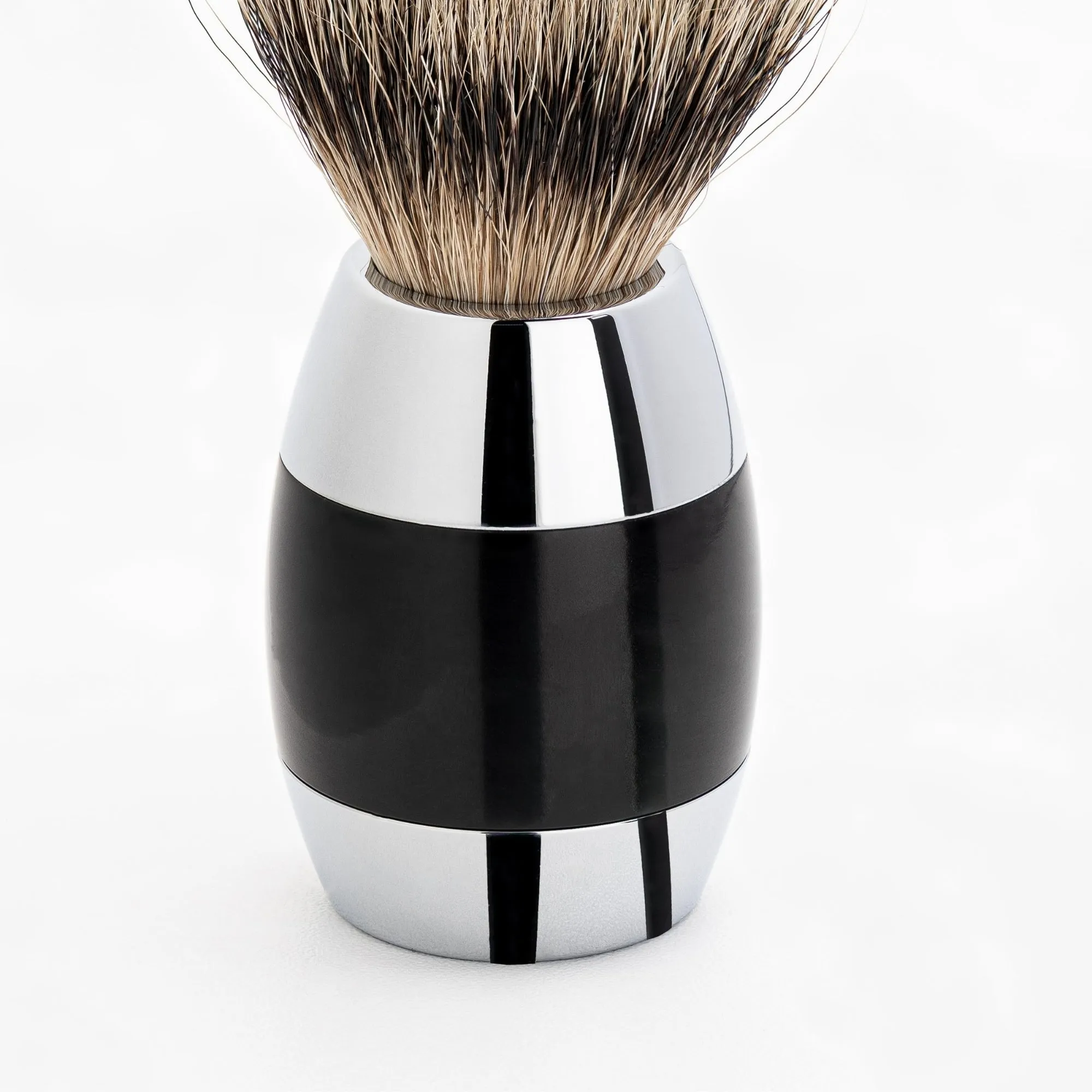 Merkur Shaving Brush, Badger Hair, Silver Tip, Bright Chrome / Black, MK-120011