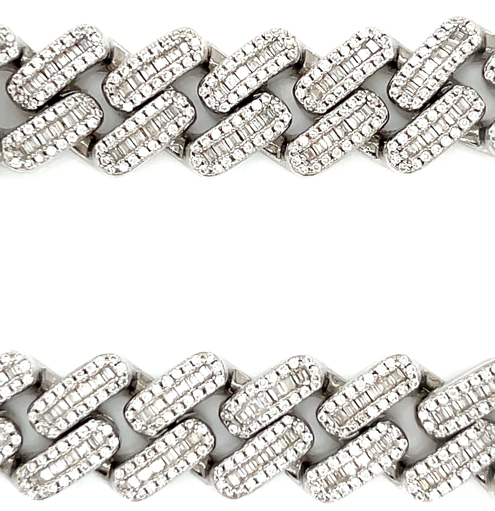 Miami Cuban 12mm Baguette Lab-Created Moissanite Sterling 8.5" Bracelet - M304419