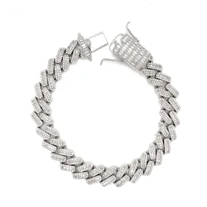 Miami Cuban 12mm Baguette Lab-Created Moissanite Sterling 8.5" Bracelet - M304419