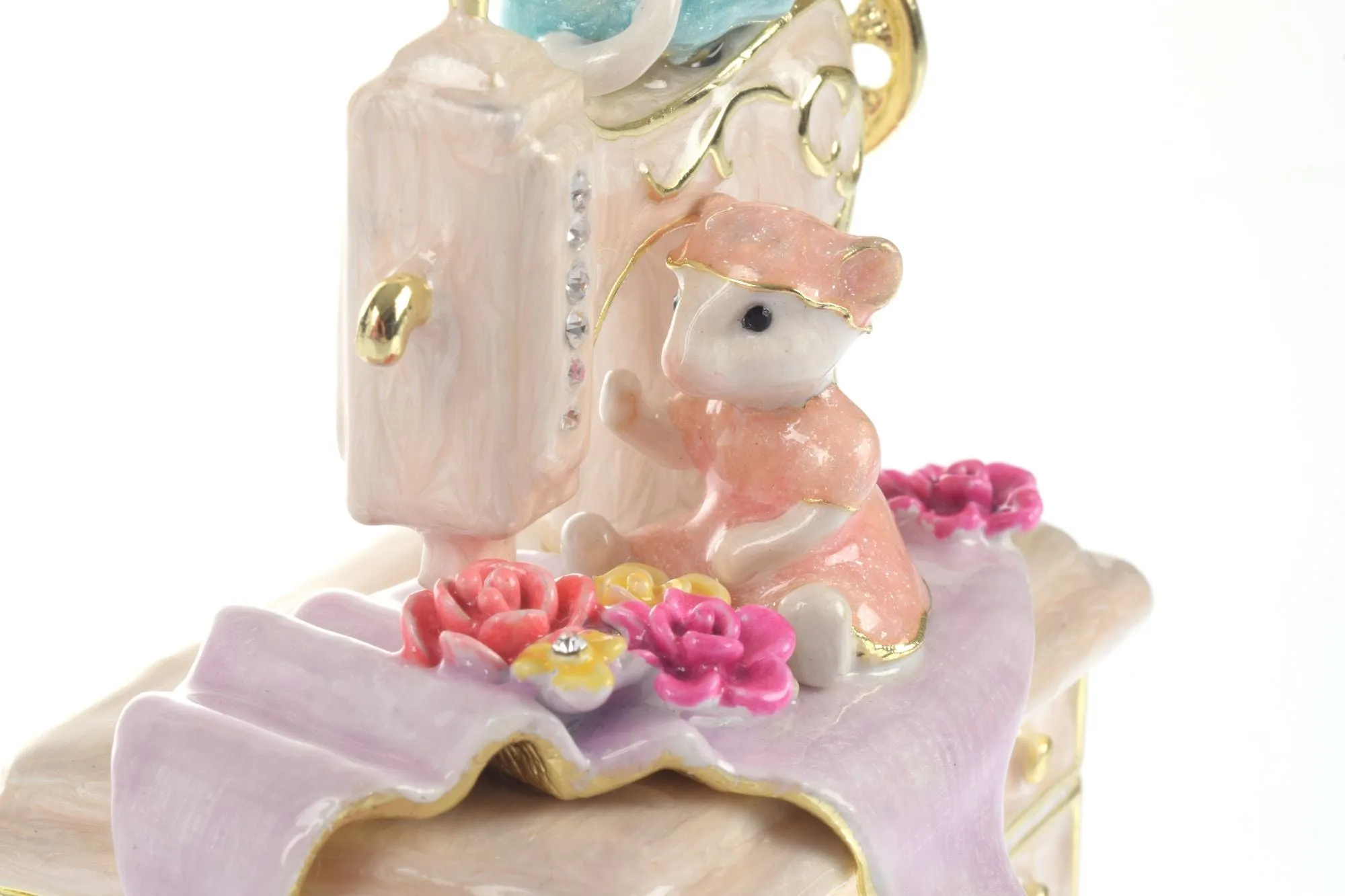 Mice helping on a vintage sewing machine Trinket Box