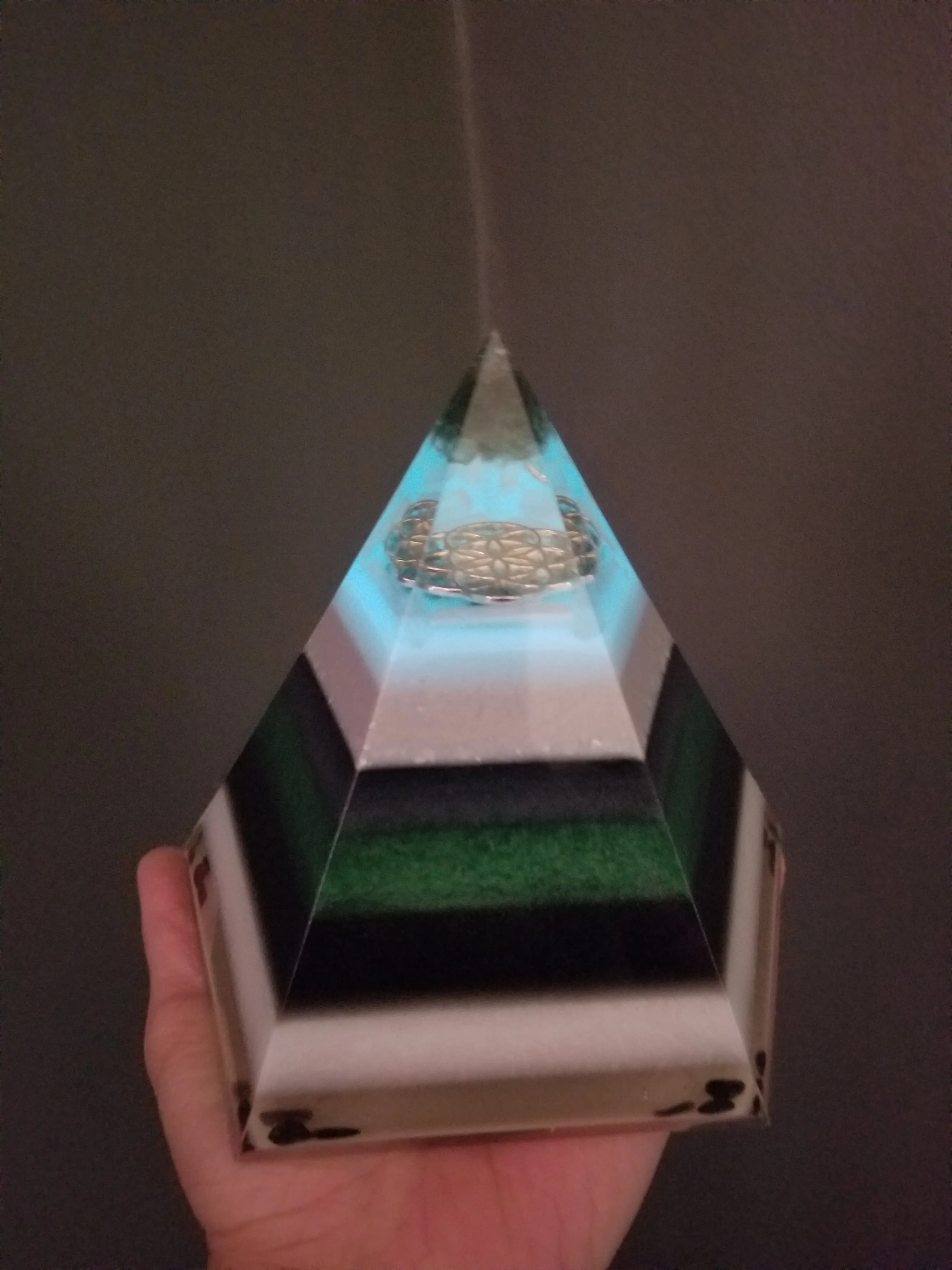Moldavite Herkimer Diamond Seed of Life Orgonite® Energy Pentagon with STU Ring