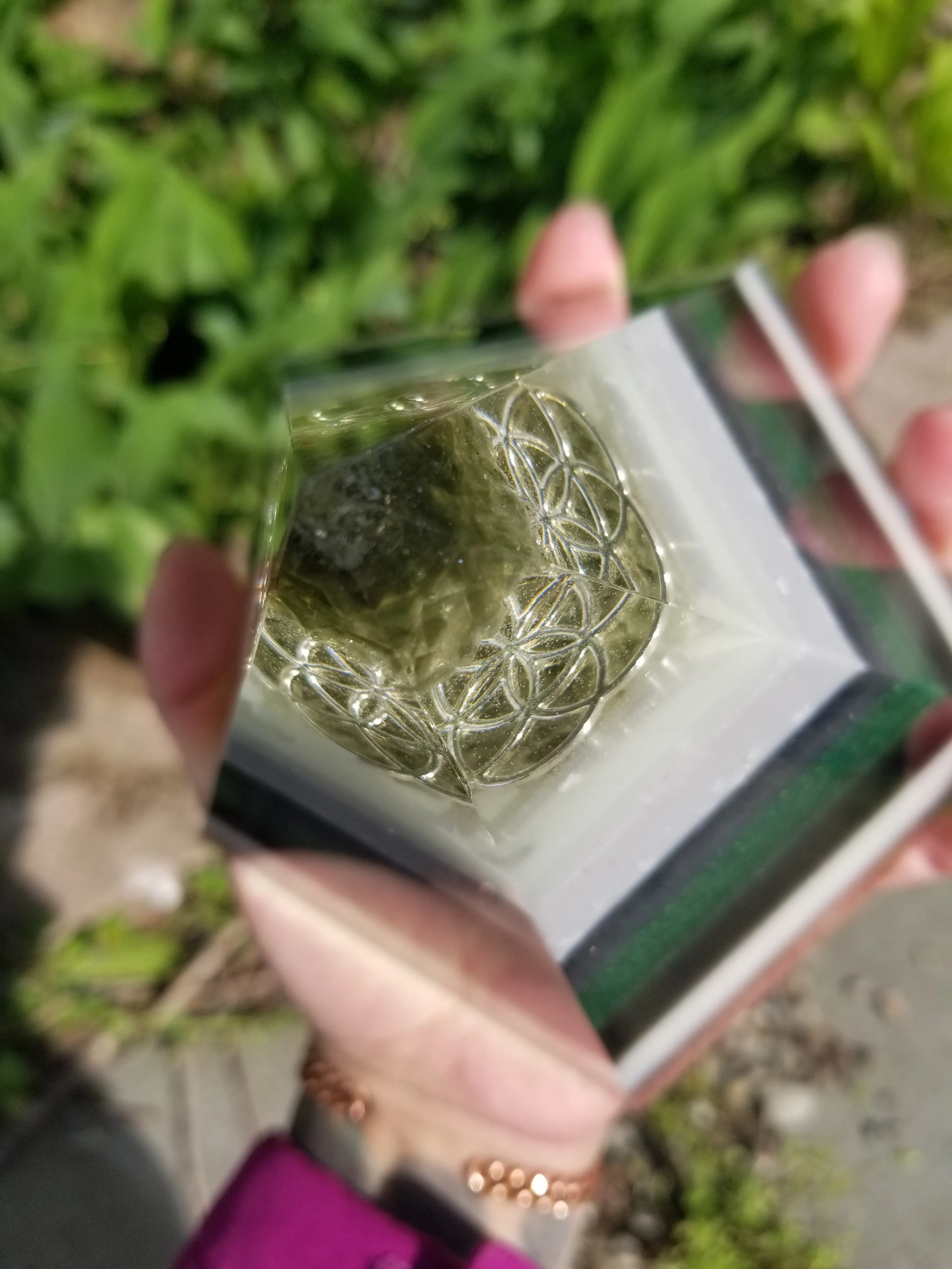 Moldavite Herkimer Diamond Seed of Life Orgonite® Energy Pentagon with STU Ring