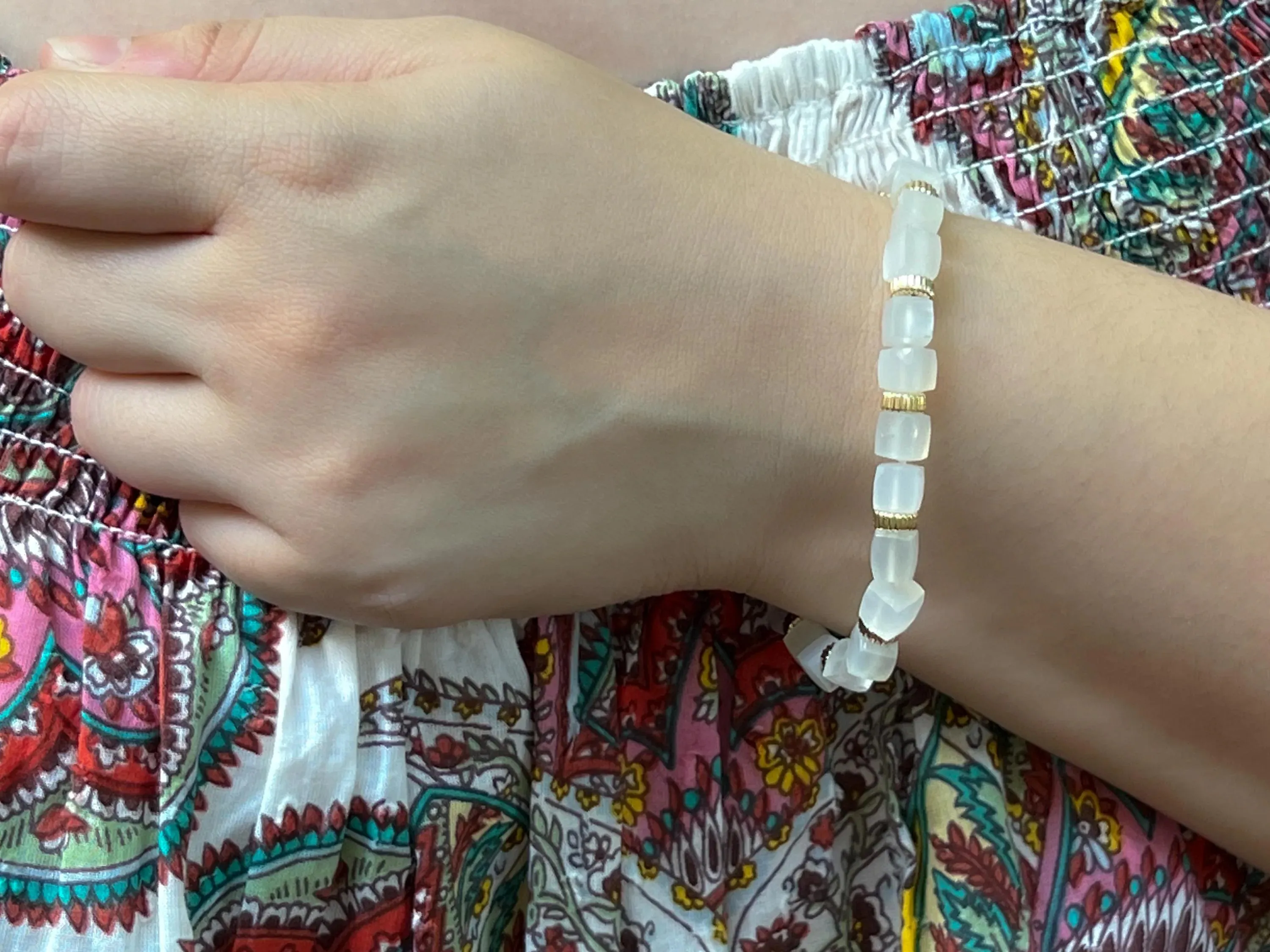 Moonstone Cubes Bracelet