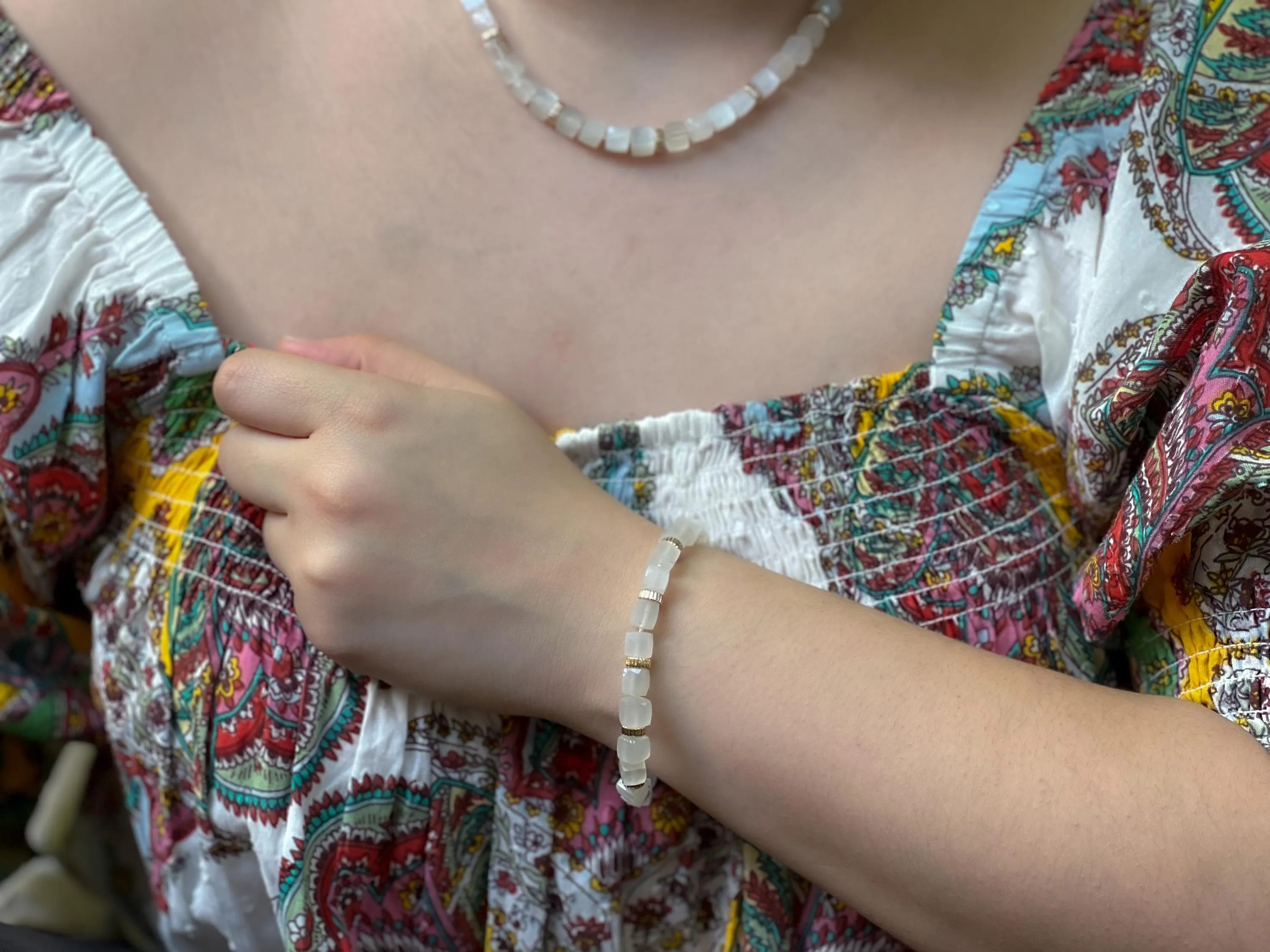 Moonstone Cubes Bracelet