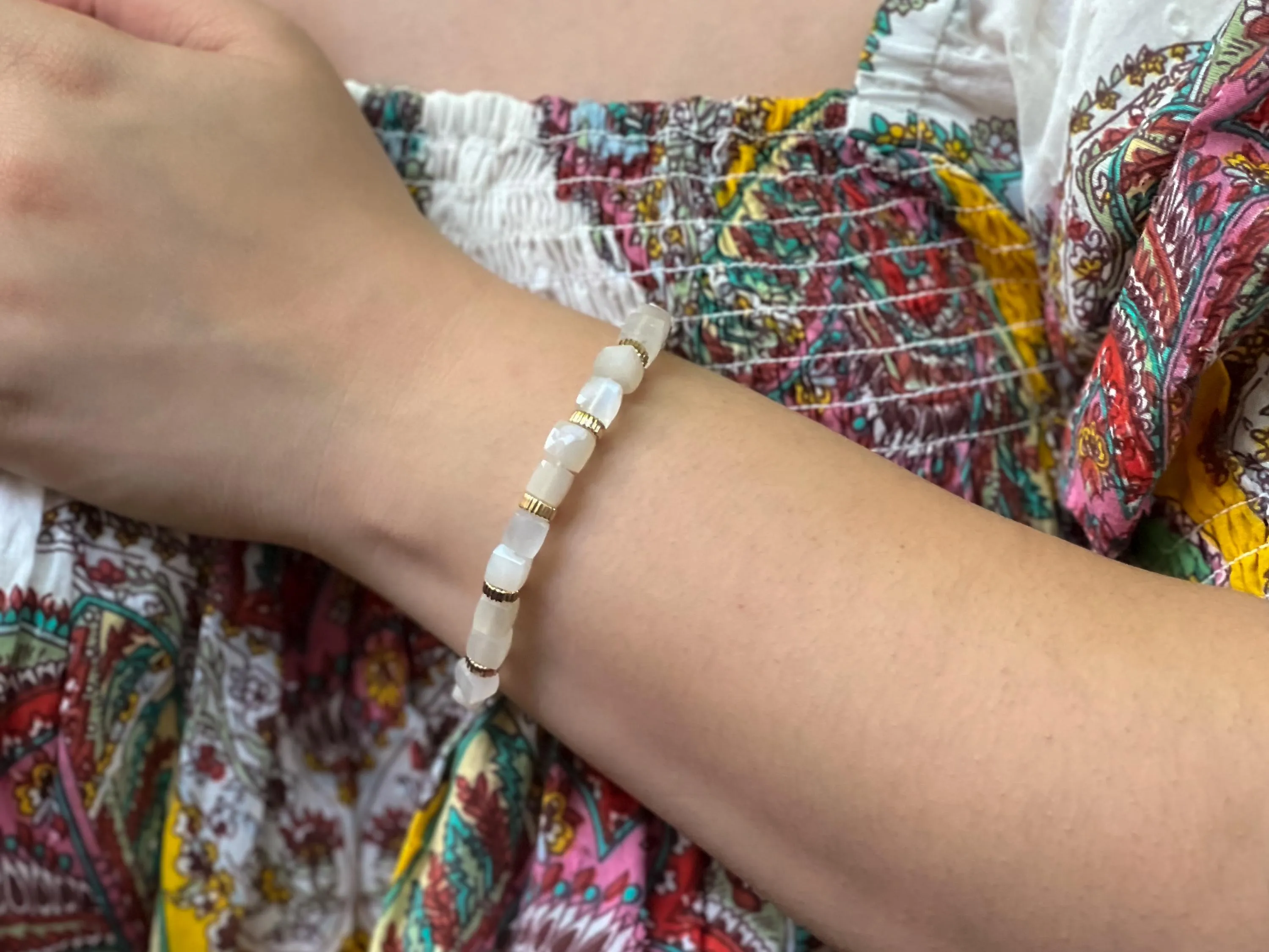 Moonstone Cubes Bracelet