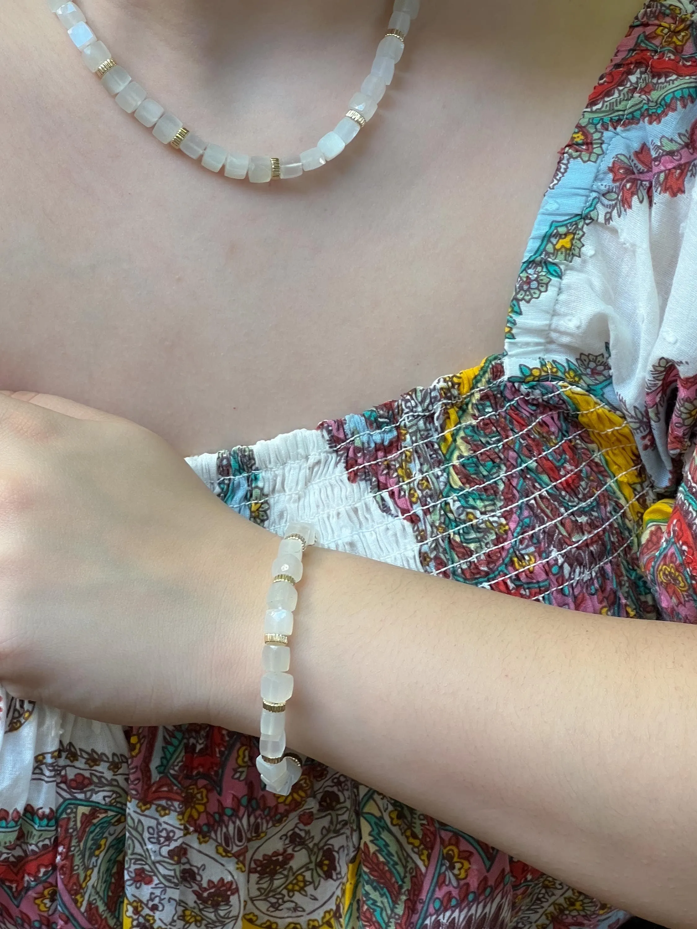 Moonstone Cubes Bracelet
