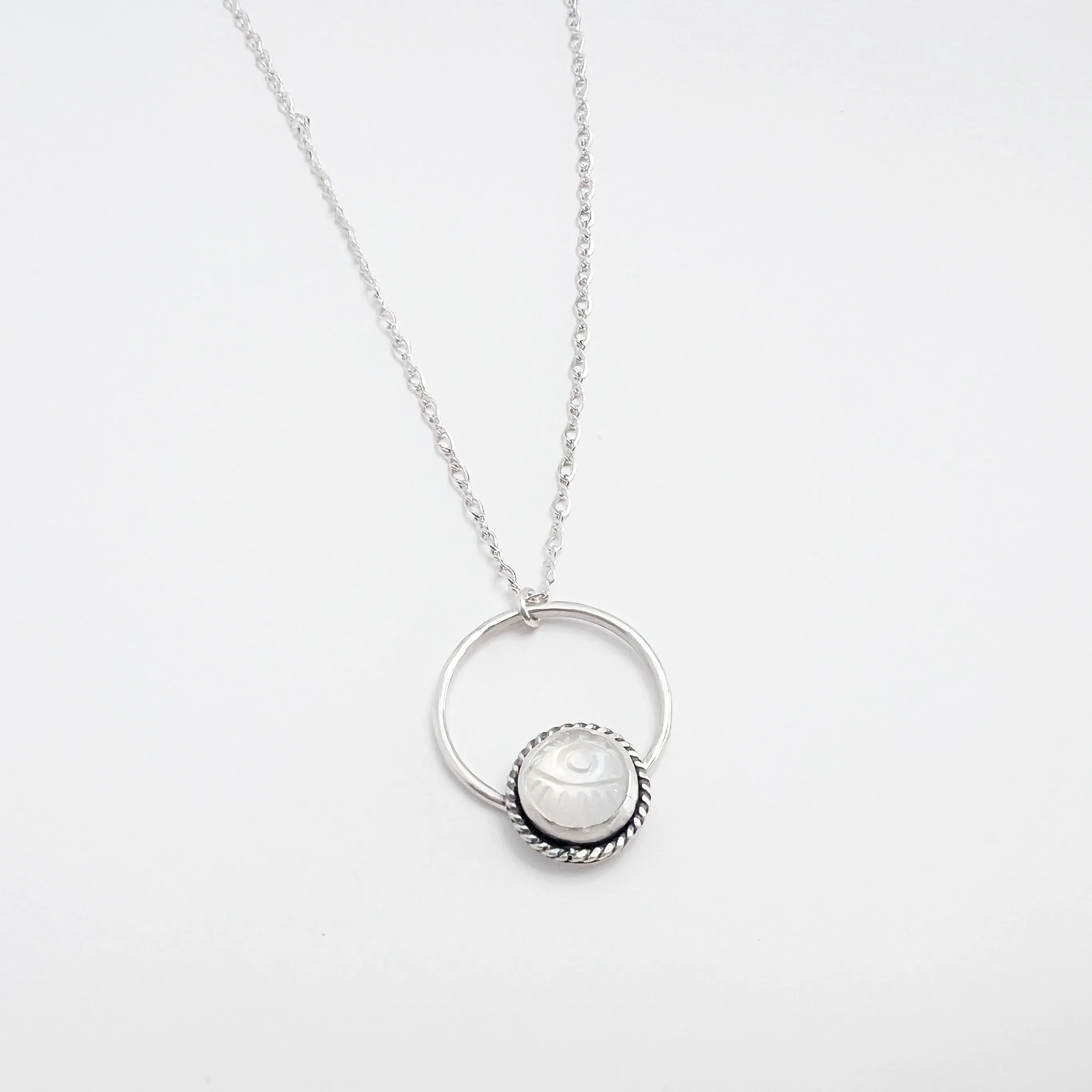Moonstone Eye Necklace in Sterling Silver