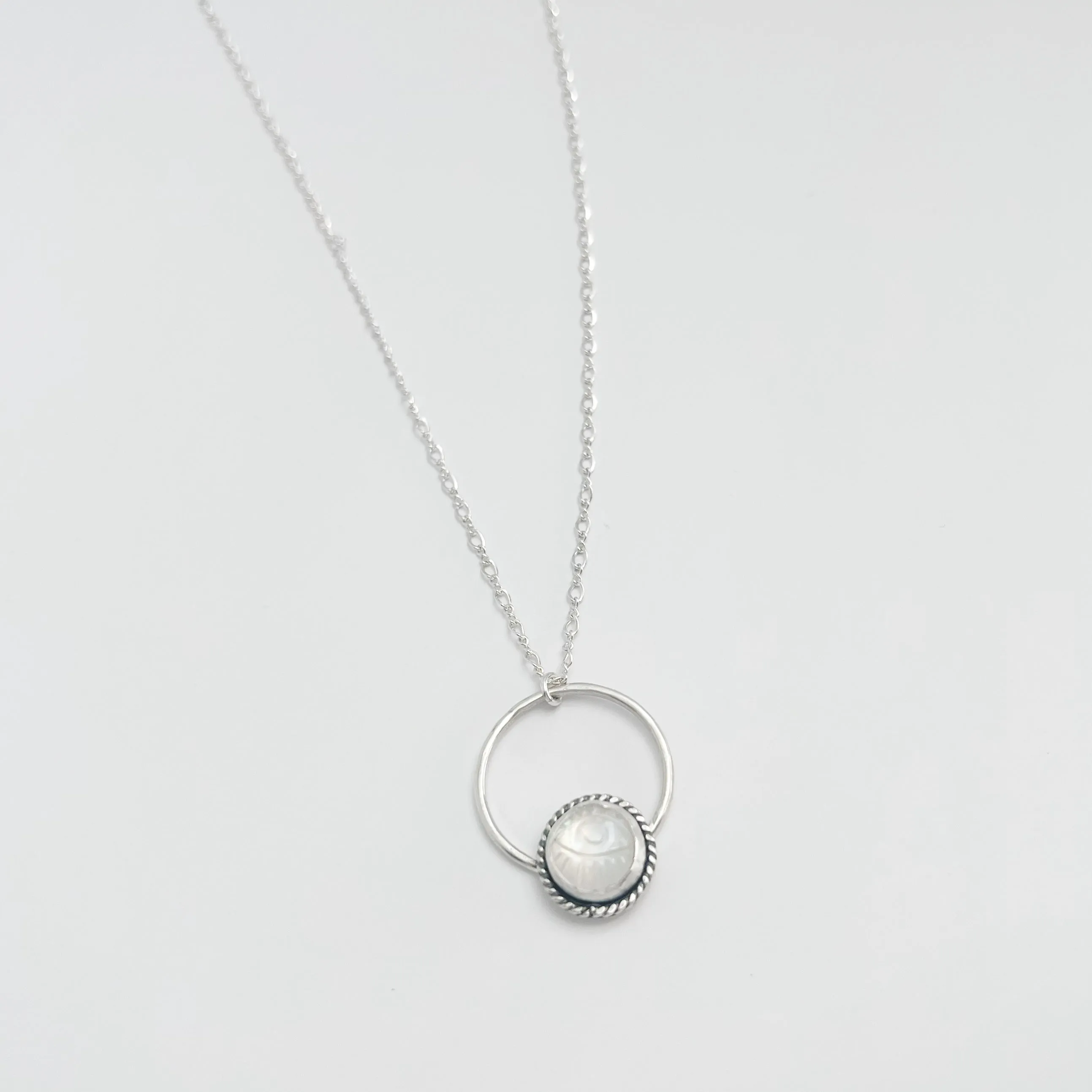 Moonstone Eye Necklace in Sterling Silver