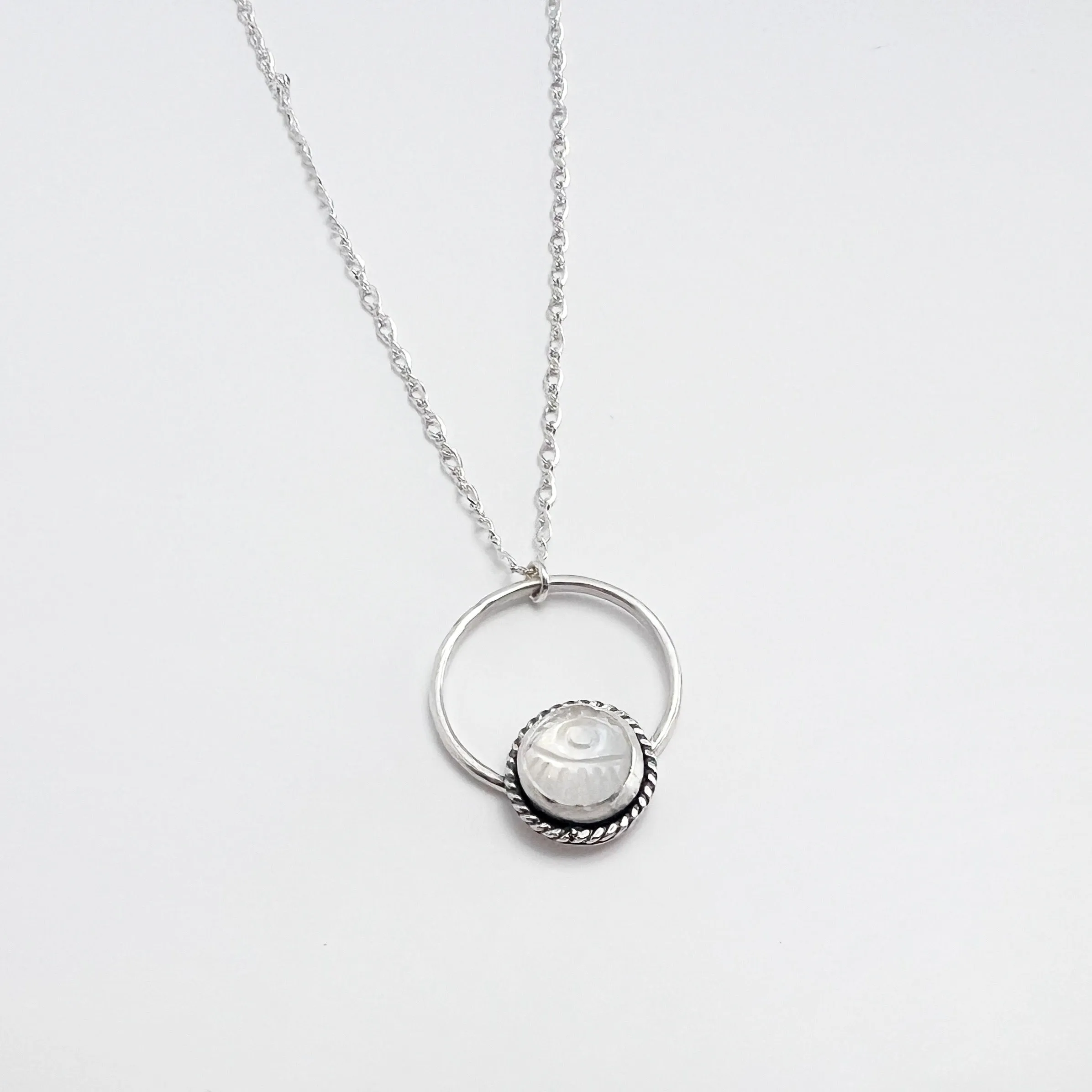 Moonstone Eye Necklace in Sterling Silver