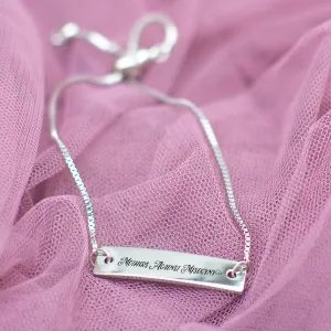 Mothers Against Misogyny Silver Bar Adjustable Bracelet