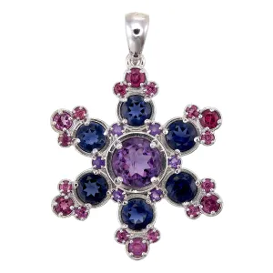 Mt. Ashland Iolite, Amethyst, & Garnet Snowflake Silver Necklace