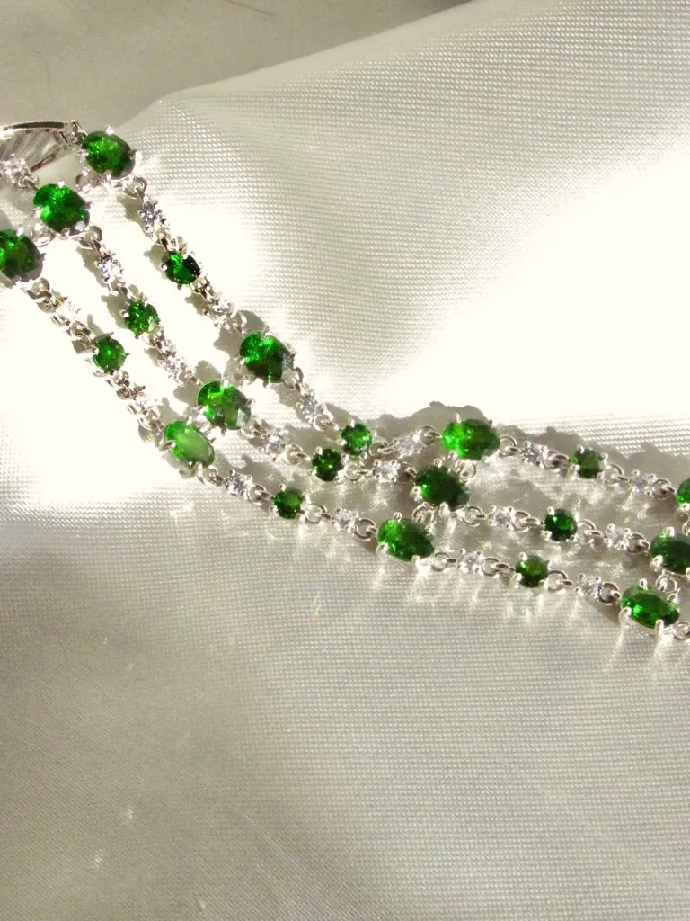 Multi Chain Chrome Diopside Bracelet