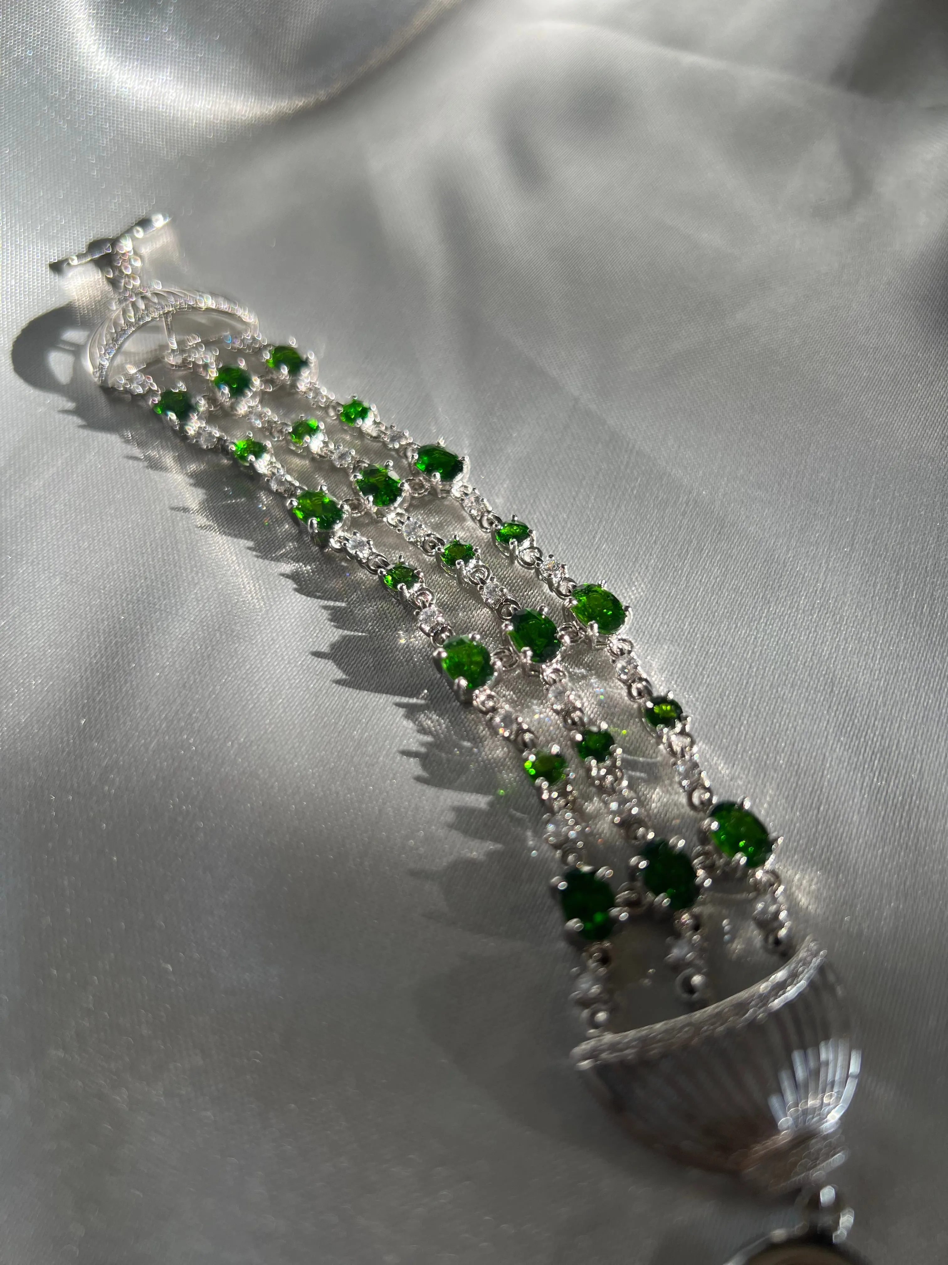 Multi Chain Chrome Diopside Bracelet