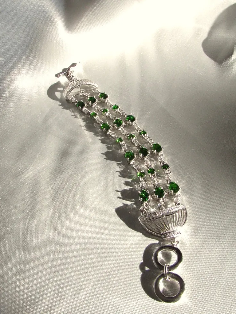 Multi Chain Chrome Diopside Bracelet