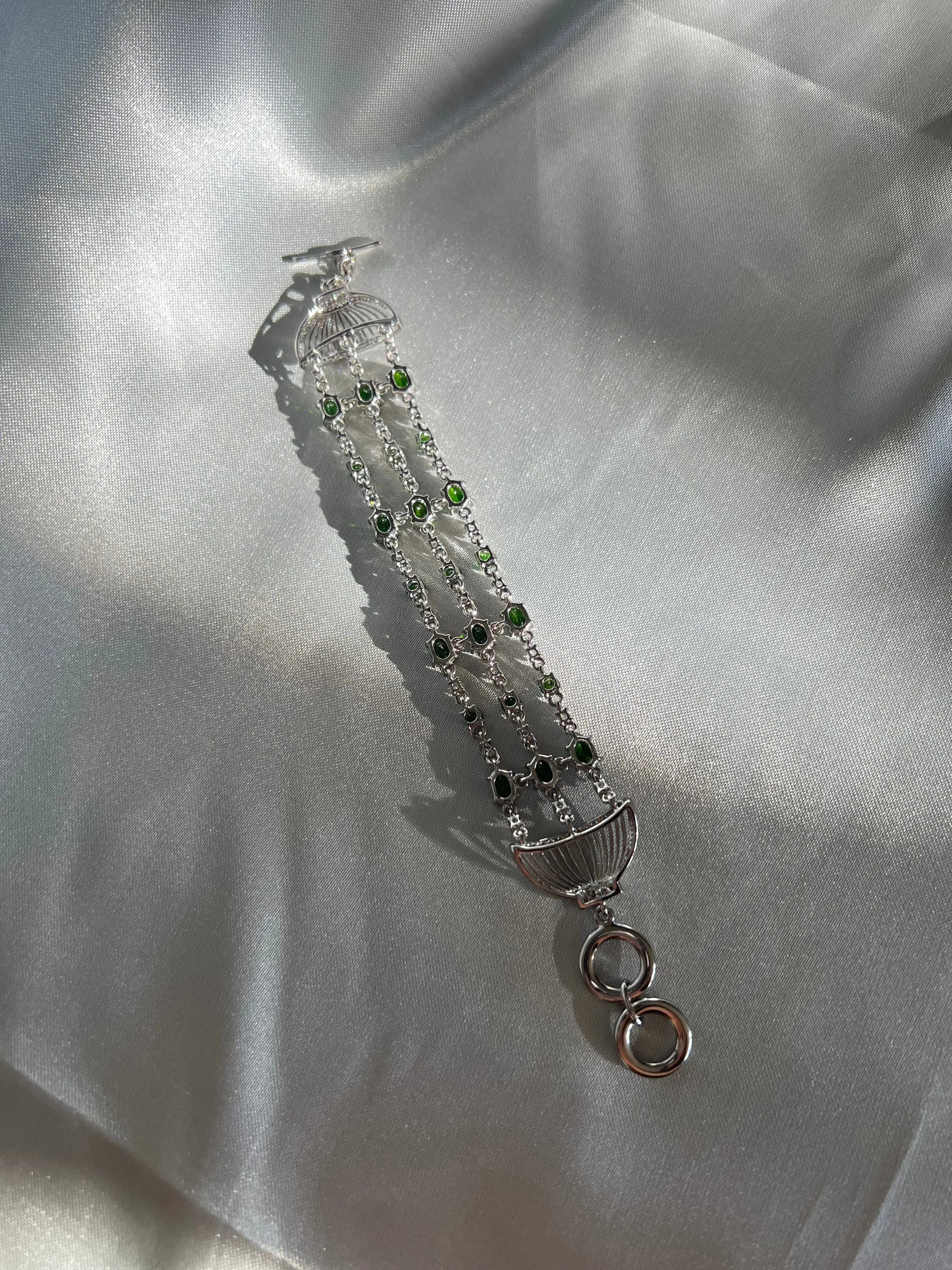 Multi Chain Chrome Diopside Bracelet