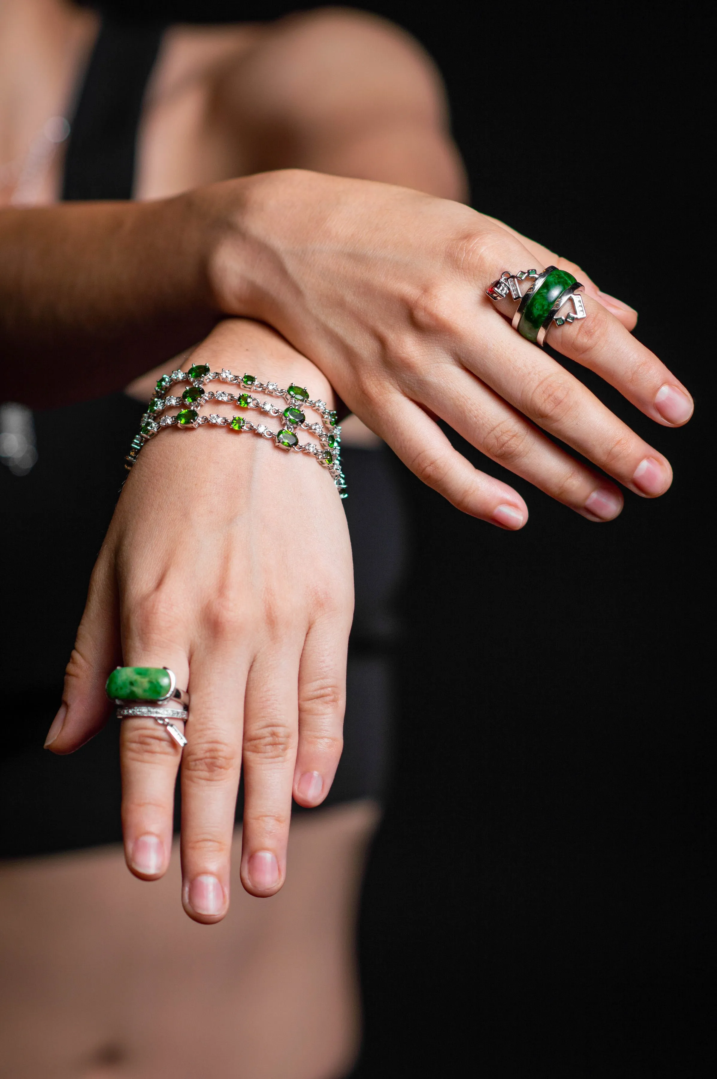 Multi Chain Chrome Diopside Bracelet