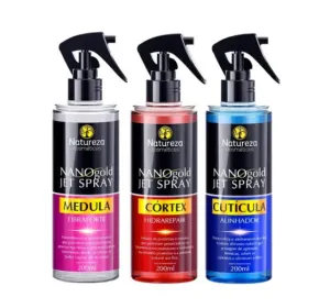 Nano Gold Jet Spray Hair Aligner Repair Treatment Kit 3x200ml - Natureza Cosmetics