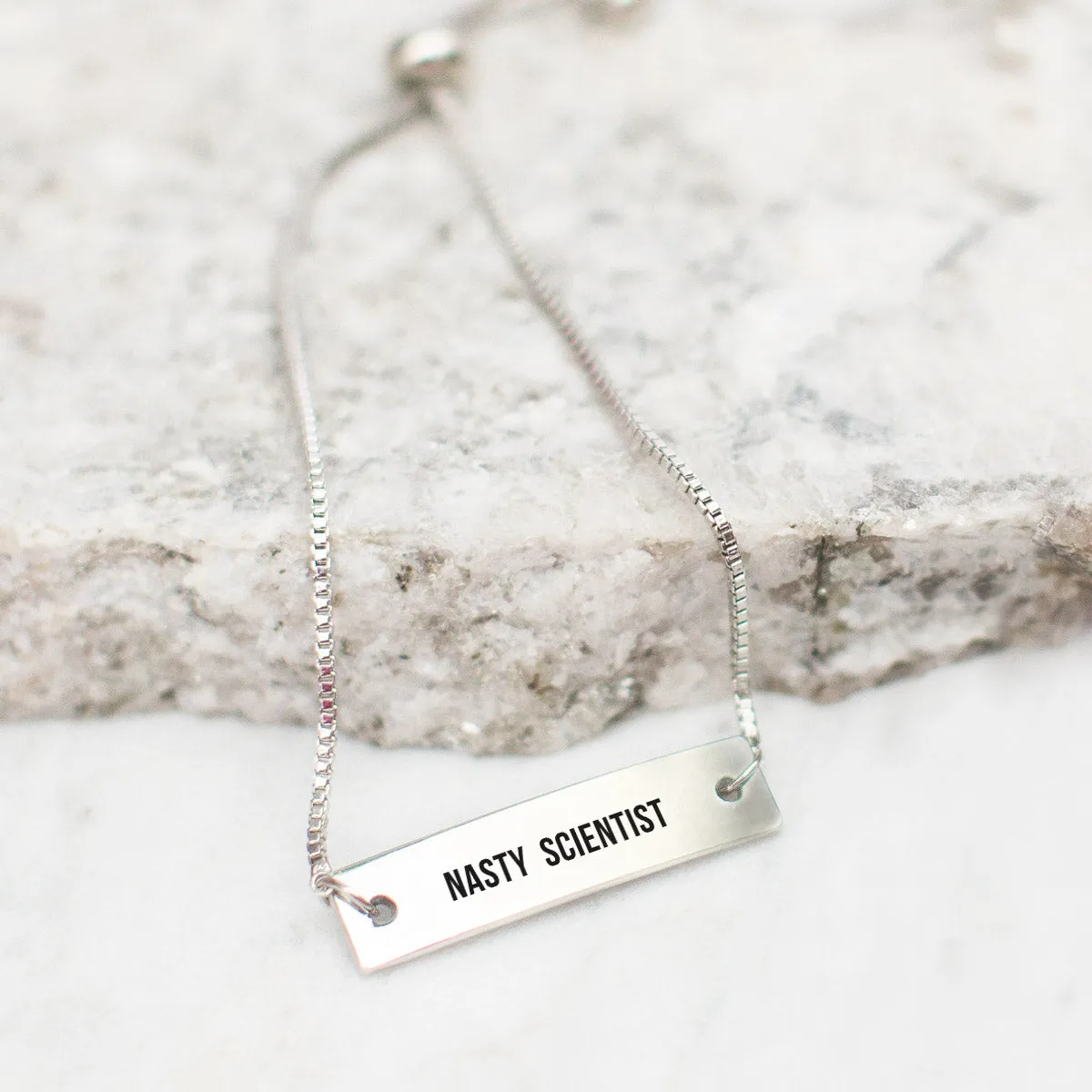 Nasty Scientist Silver Bar Adjustable Bracelet