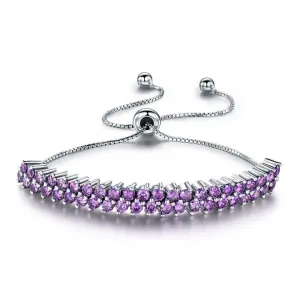 Natural Amethyst 925 Sterling Silver Tennis Bracelet Jewelry