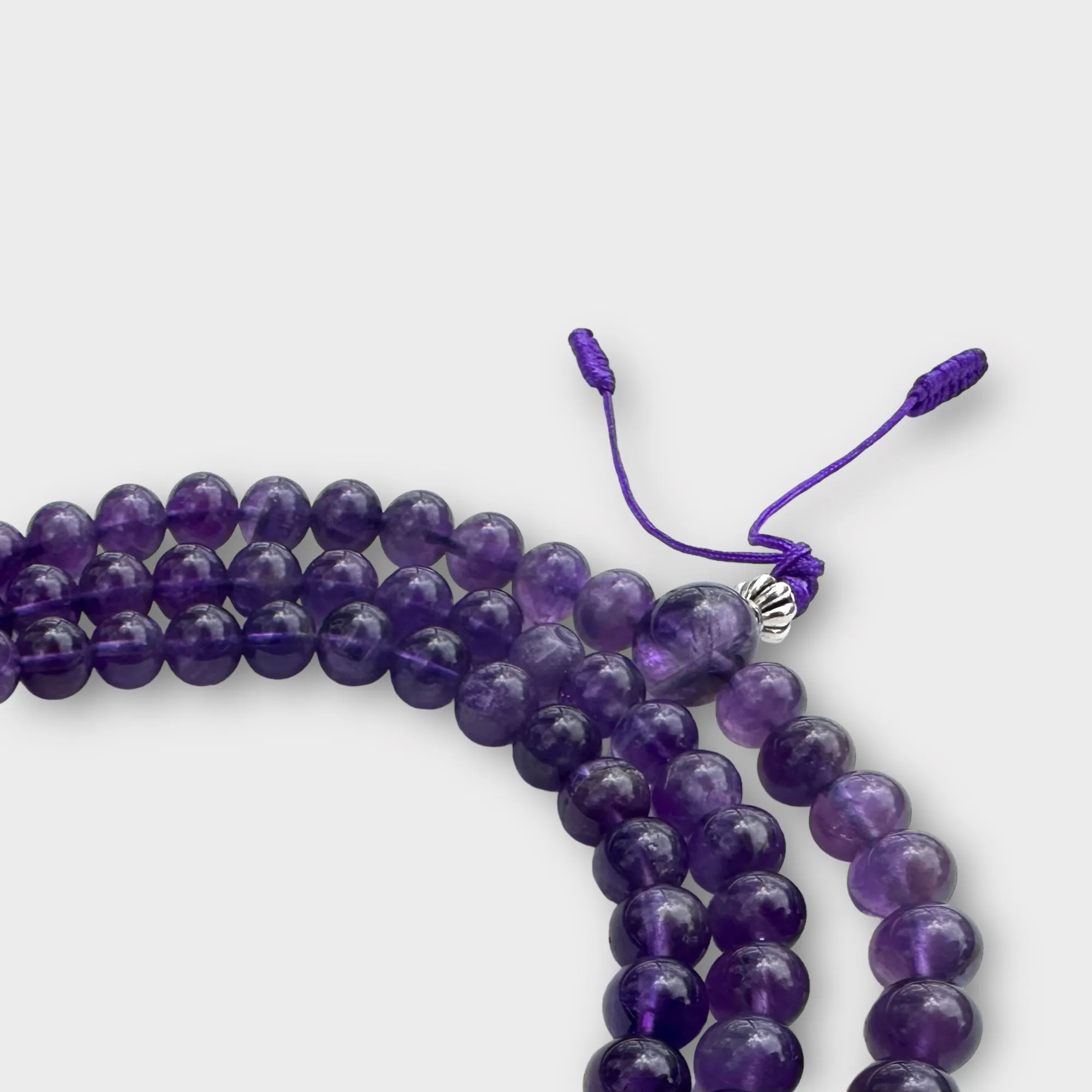 Natural Amethyst Mala with Jade Spacer