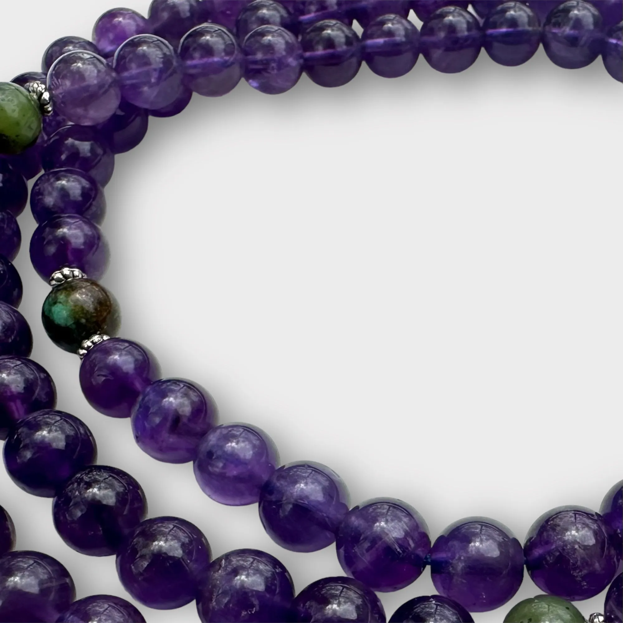 Natural Amethyst Mala with Jade Spacer