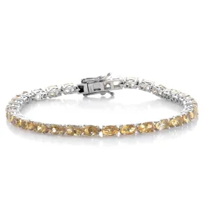 Natural Citrine 925 Sterling Silver Tennis Bracelet Jewelry