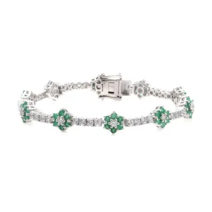 Natural Emerald White Topaz 925 Sterling Silver Tennis Bracelet Jewelry