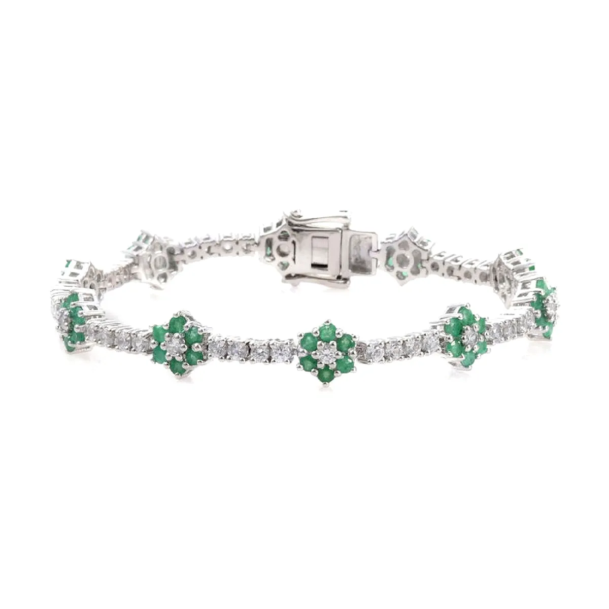 Natural Emerald White Topaz 925 Sterling Silver Tennis Bracelet Jewelry