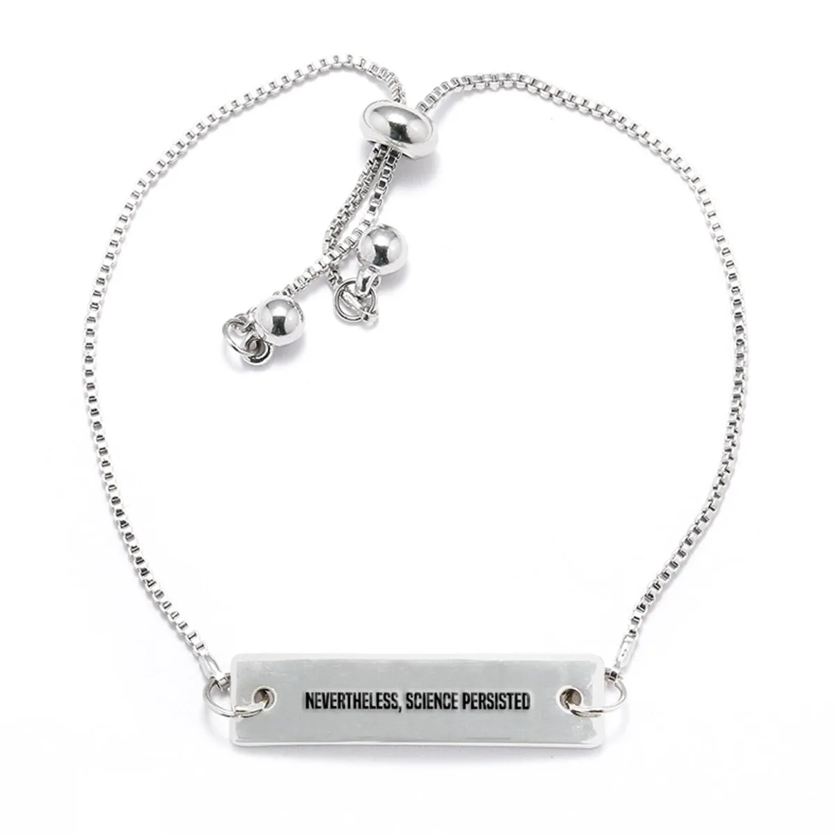 Nevertheless, Science Persisted Silver Bar Adjustable Bracelet