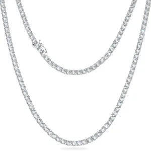 【NEW】4mm 925 Sterling Silver CZ Diamond Tennis Chain Necklace KRKC&CO KEEP REAL KEEP CHAMPION