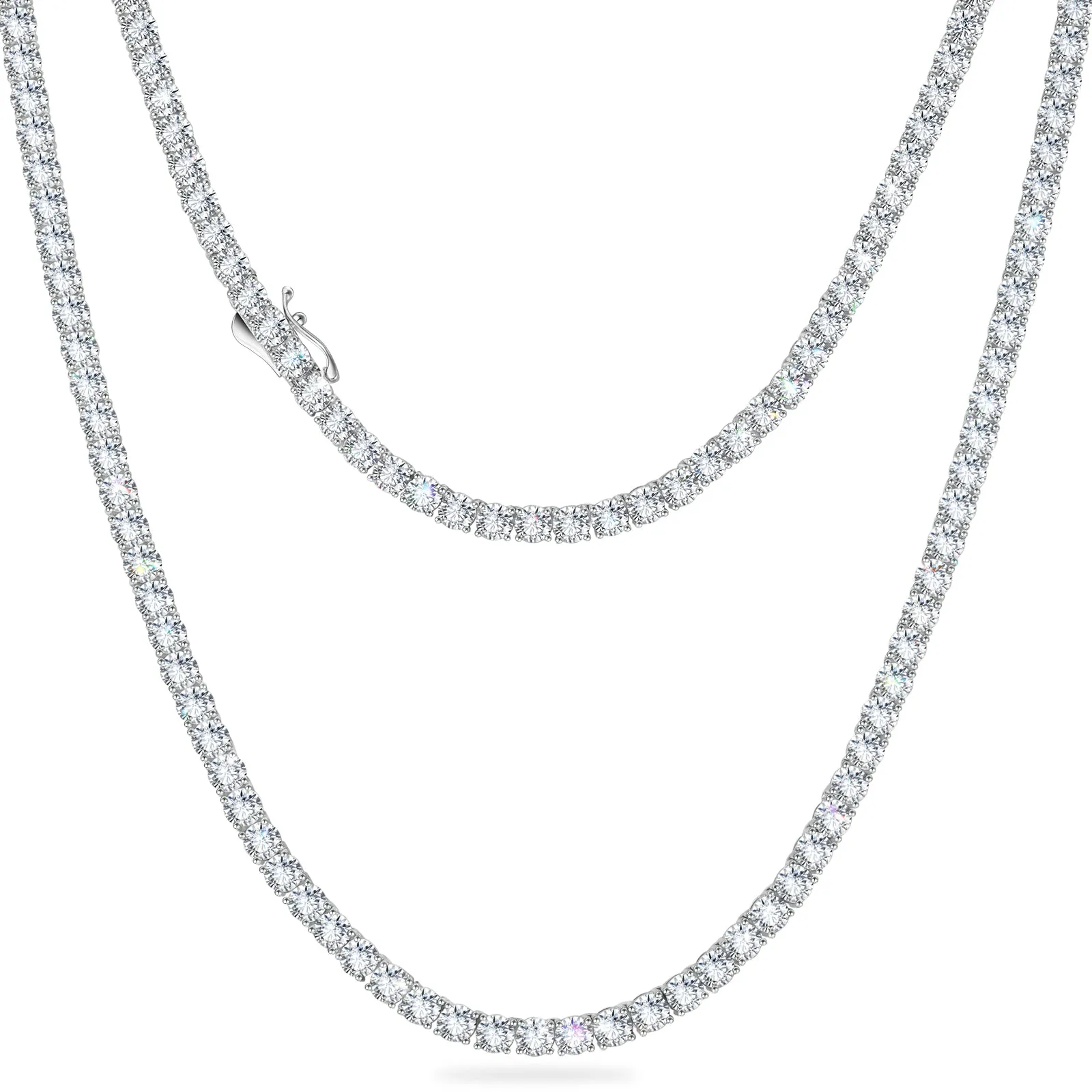 【NEW】4mm 925 Sterling Silver CZ Diamond Tennis Chain Necklace KRKC&CO KEEP REAL KEEP CHAMPION