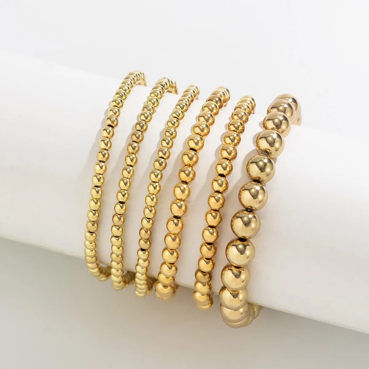 Newly 6pcs Gold Silver Plated Ball Chain Bracelet Set