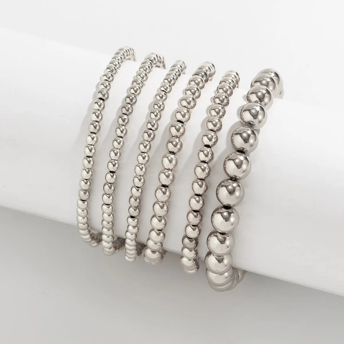 Newly 6pcs Gold Silver Plated Ball Chain Bracelet Set