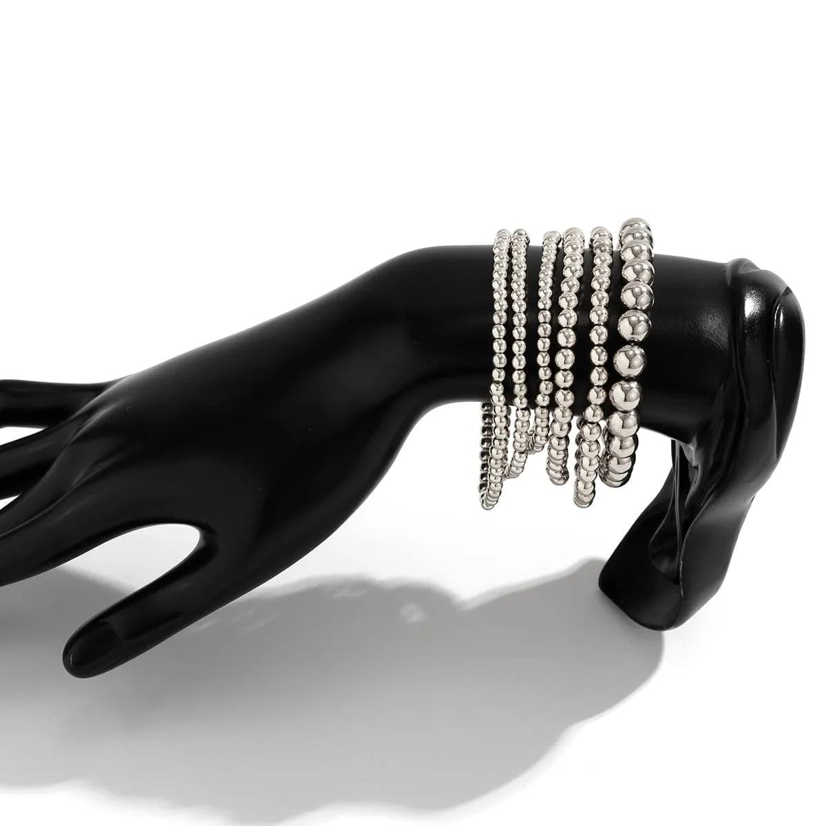 Newly 6pcs Gold Silver Plated Ball Chain Bracelet Set