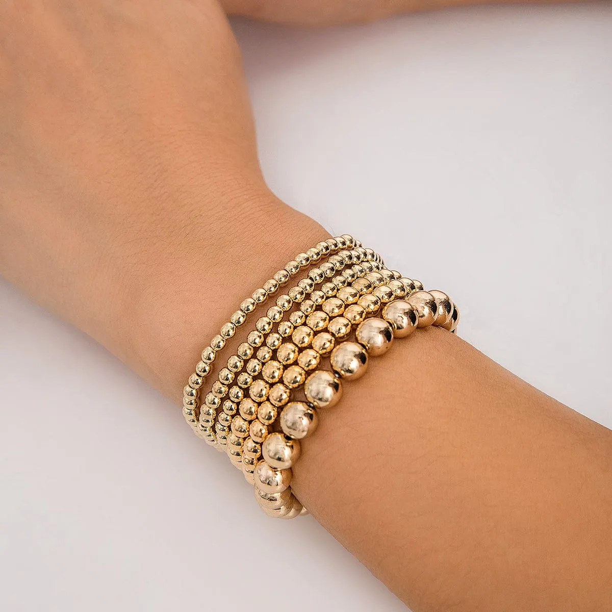 Newly 6pcs Gold Silver Plated Ball Chain Bracelet Set
