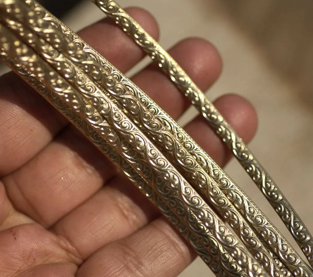 Nickel Silver Ring Stock Shank 4mm Sm Flourish Textured Metal Cane Wire - Rings Bracelets Pendants Metalwork
