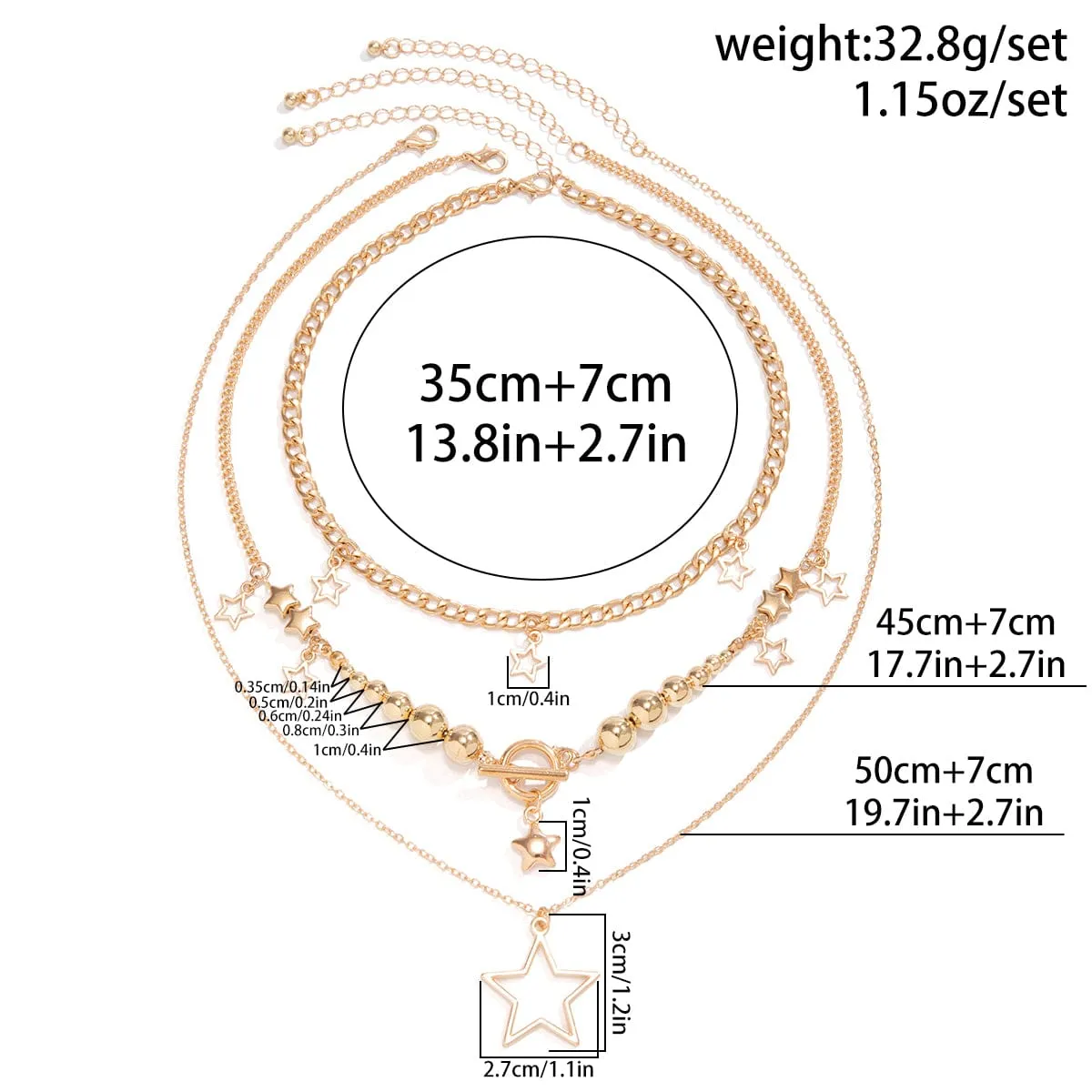 Noble Layered Tassel Starry Pendant Necklace Set
